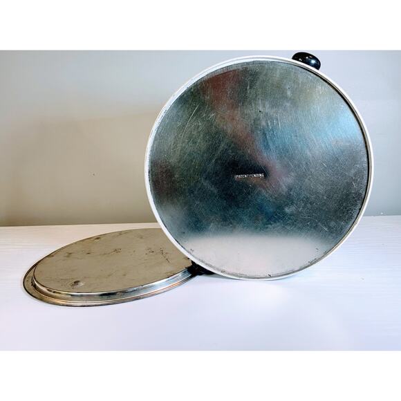 Vintage MCM Deco Floral Metal Cake Carrier - Picture 8 of 9